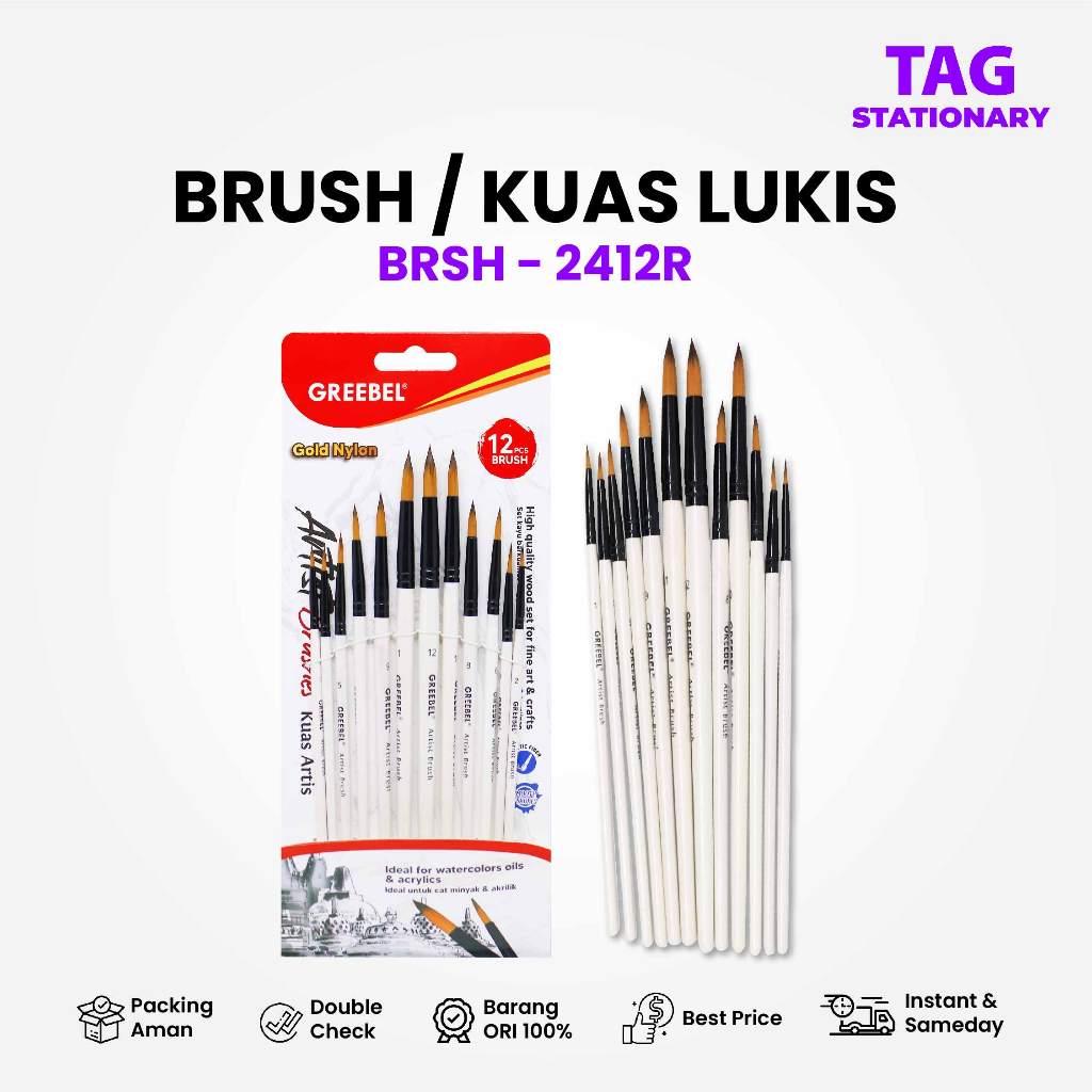 

GREEBEL Kuas Lukis / Brush Paint Set BRSH-2412R / Kuas Melukis Timur Agung Grosir