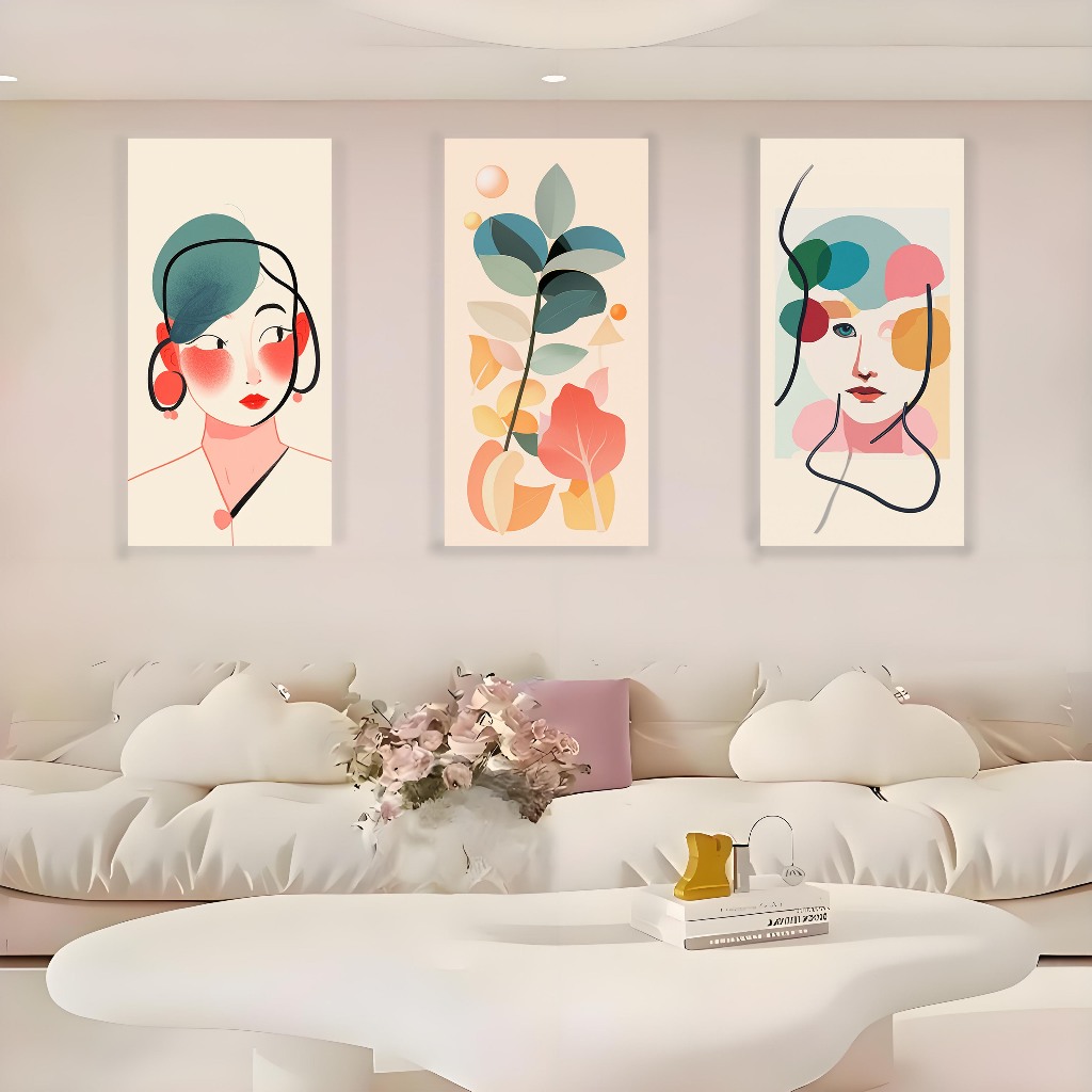Hiasan Dinding Seni Karakter Modern Dekorasi Ruang Tamu Minimalis