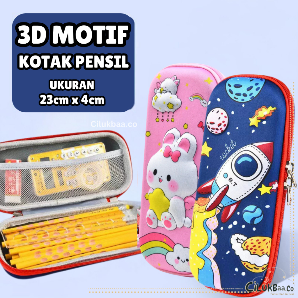 

Cilukbaa COD Tempat Pensil Anak 3D Waterproof Resleting / Kotak Pensil Tepak Anak