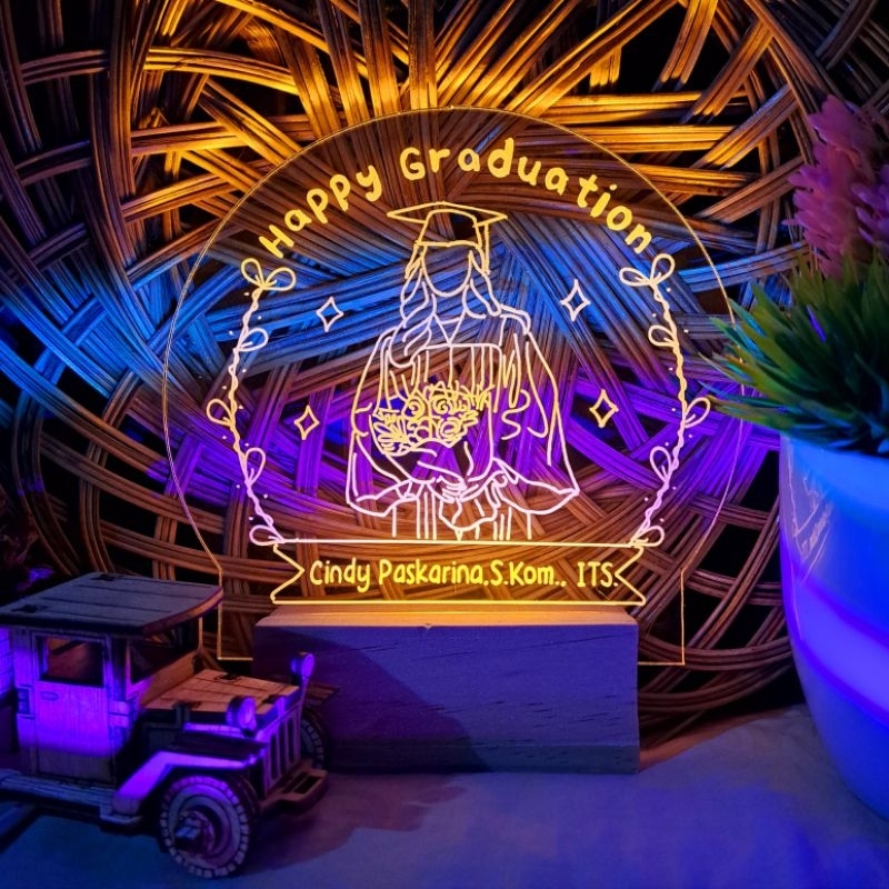 Tumblergrafik [Termurah 1 Hari Jadi] Lampu Akrilik Custom, Gift Wisuda, Gift Custom Wisuda, Lampu