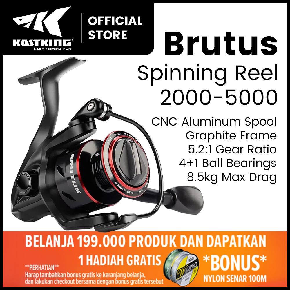 [OFFICIAL] KASTKING BRUTUS Reel Pancing Spinning Gulungan Pancing Putar, 5.2:1 Gear Ratio, 4+1 Ball 