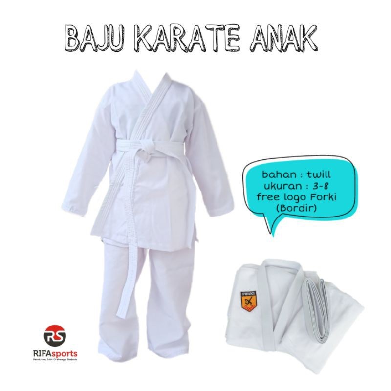 Baju Karate anak seragam beladiri karate Baju Karate lengkap 1 set(bonus sabuk)