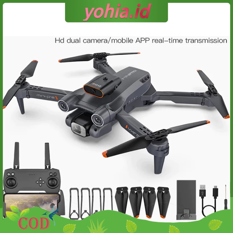 【COD】P12 PRO Drone Obstacle Avoidance 4K HD Camera wide angle height keep RC drone Drone with Camera