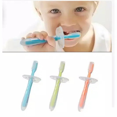 Sikat Gigi Bayi Anak silikon silicone aman GAGANG Genggam BPA FREE