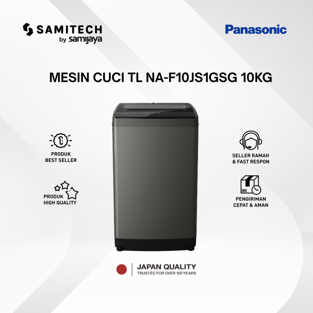 Mesin Cuci Panasonic NA-F10JS1GSG Top Load 10 kg - Warna Abu-abu Gelap