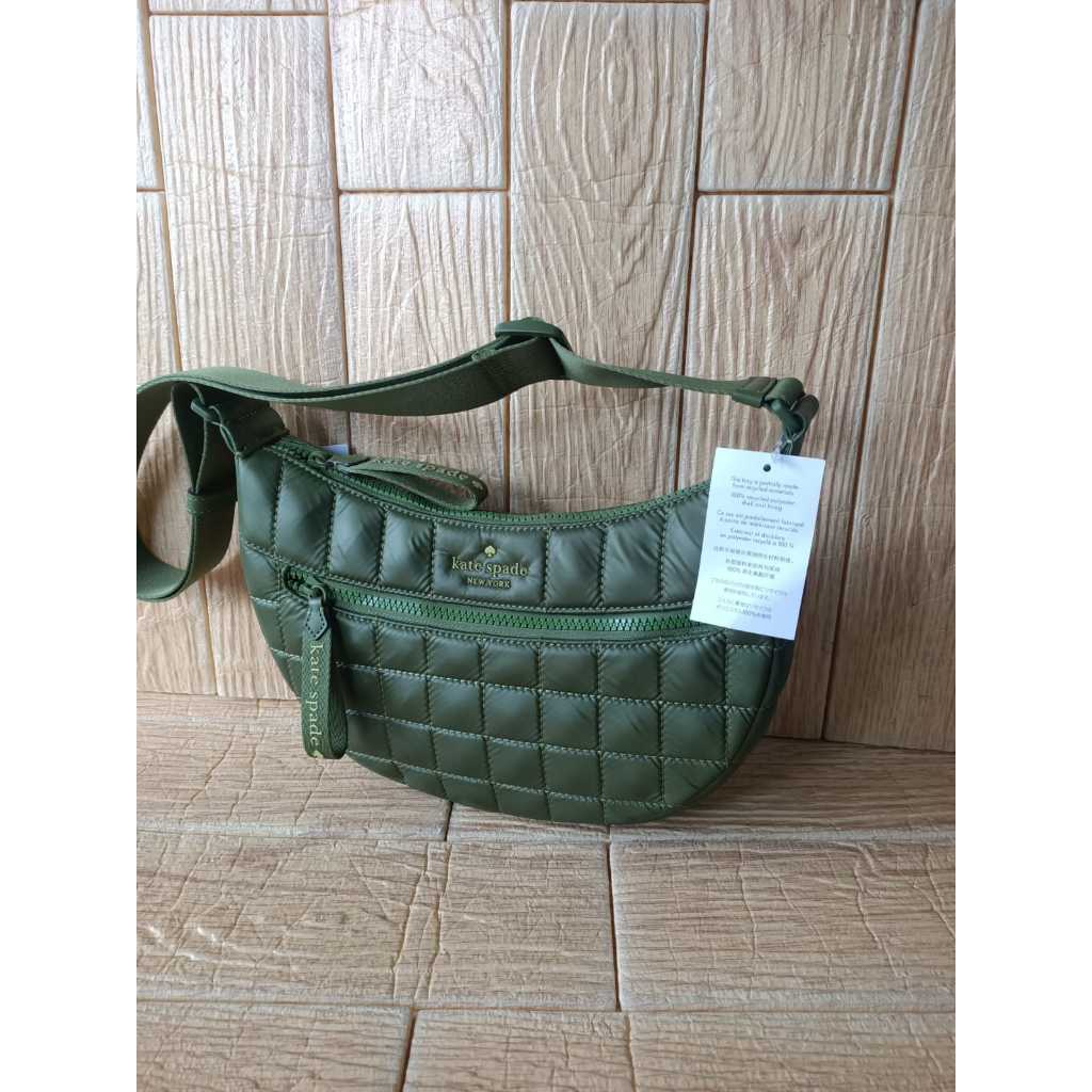 Kate spade camden quilted sling bag green