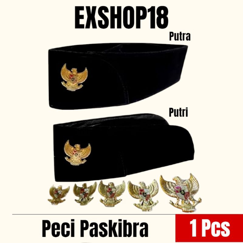 Peci Paskibra Hitam + Pin Garuda / Peci Paskibra Putra & Putri