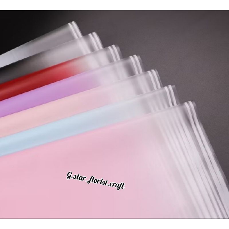

flower Wrapping paper per lembar kertas buket motif ombre list bening transparan cellophane waterproof motif ombre