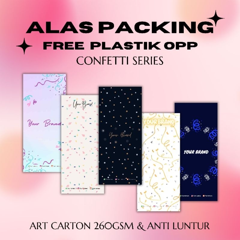 

[FREE PLASTIK] ALAS PACKING CONFETTI SERIES ART CARTON 260gsm | Packaging untuk Strap Phone Kalung Souvenir Ukuran 5x12 6x16 6x20 7x16 7x20 8x12 8x16
