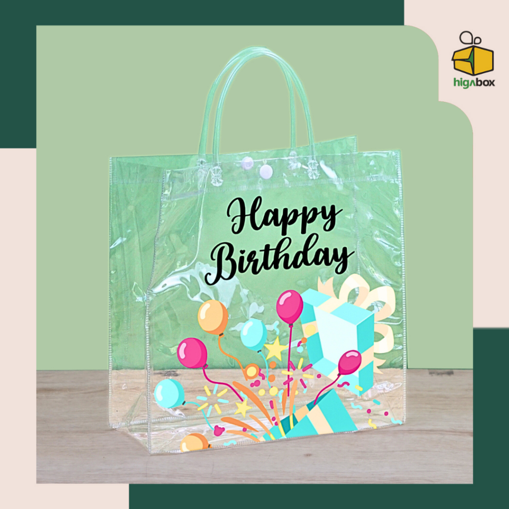 

Tas ultah anak / tas souvenir ultah / Tas Mika Pvc Transparan Bening / Tas ultah murah / goodiebag murah / Tas mika Motif Happy Birthday / Tas Mila Ulang Tahun Motif HBD | ACP07 - ACP42