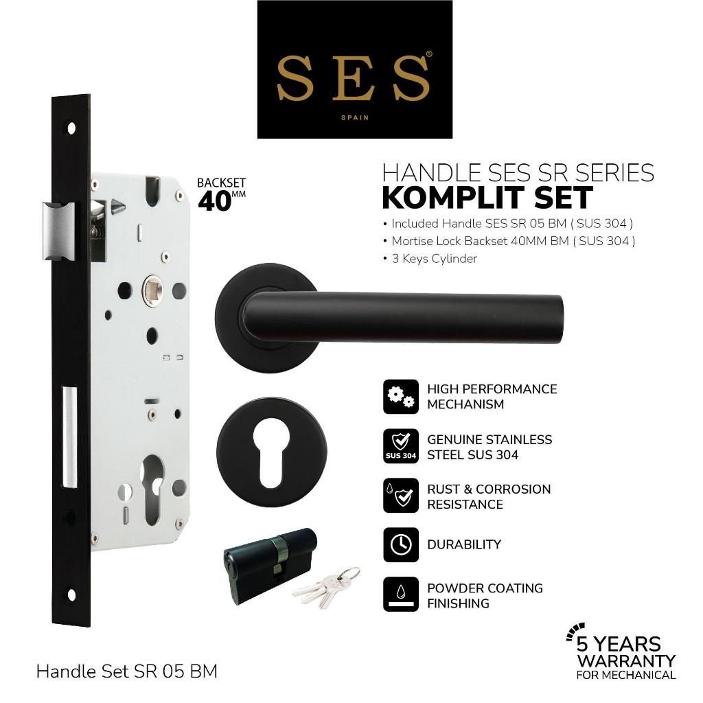 SES Handle Gagang Pintu Set SES SR 05 BM + Body Kunci SES ECO E2030-40mm BM