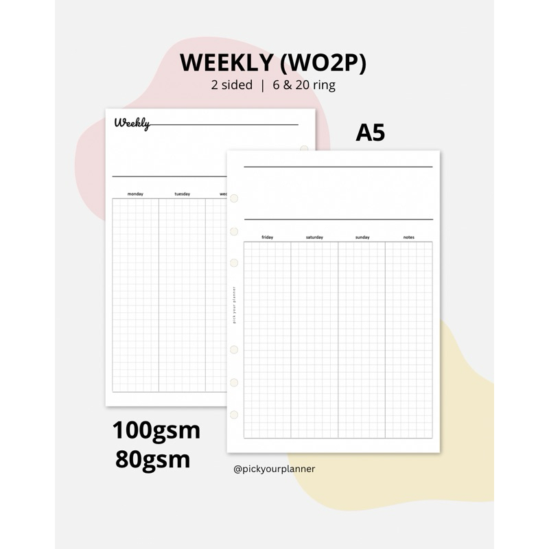 

A5 6 ring 20 ring weekly planner refill binder