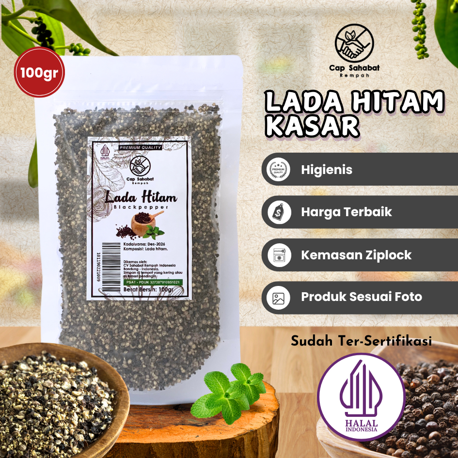 

Cap Sahabat - Lada Hitam Kasar Crushed Black Pepper 100% PREMIUM QUALITY