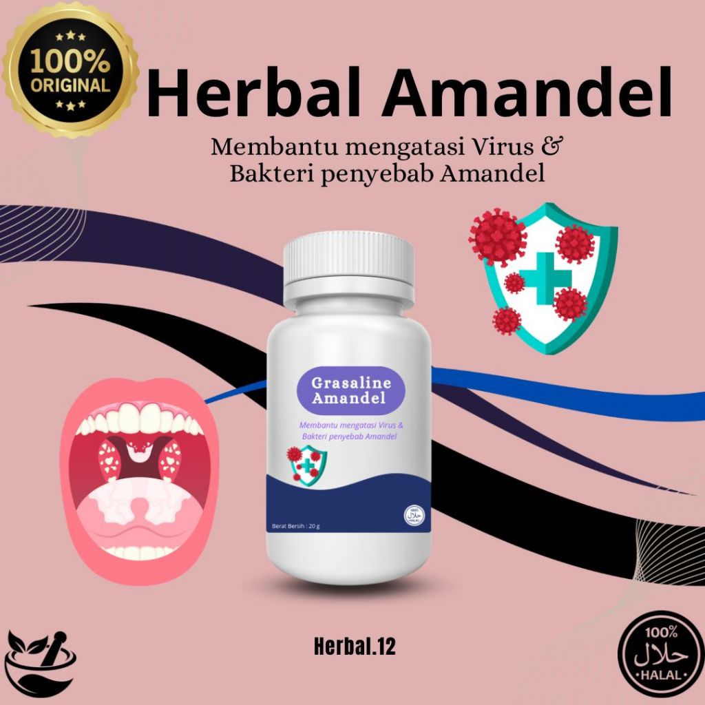 GRASALINE AMANDEL HERBAL Untuk Radang Amandel Sembuh Tanpa Operasi BPOM Halal
