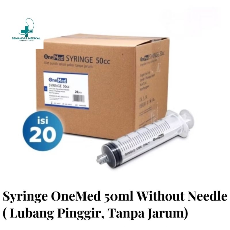 OneMed Syringe 50ml Luer Lock Without Needle Spuit OneMed Tanpa Jarum Lubang Tengah