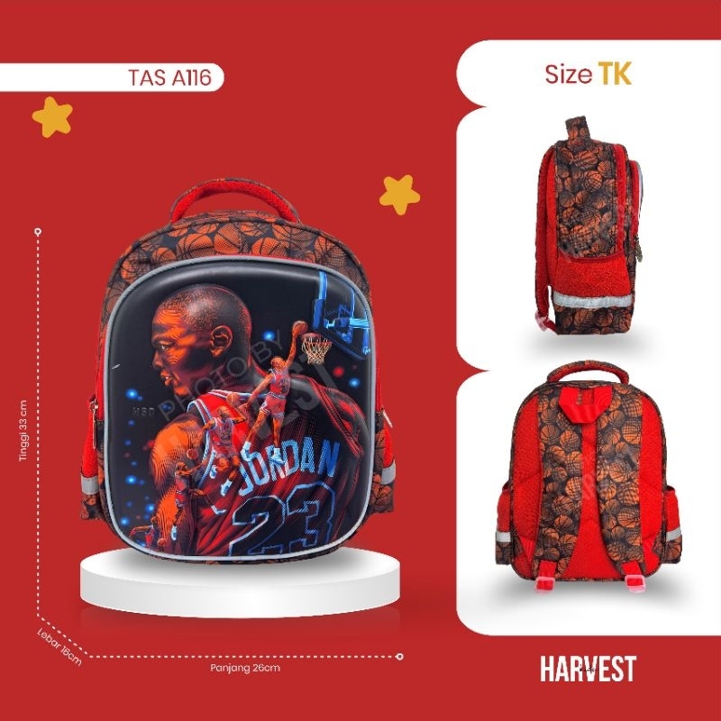 Tas TK / Tas Sekolah Anak Gambar Capy bara Jordan Emboss 6D / TAS A116 - TK