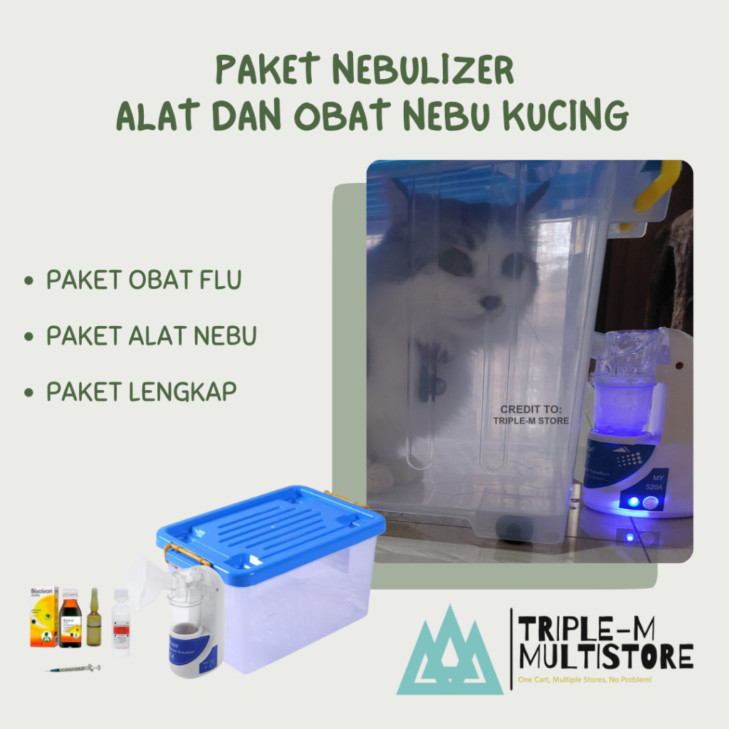 Paket Lengkap Nebulizer Flu Kucing / Alat Uap dan Obat Flu Kucing / Pet Portable Nebulizer