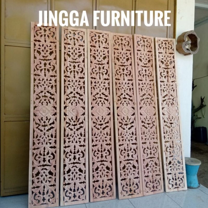 20x100cm ukiran kayu ornamen ukir jendela kusen pintu boven lisplang roster angin angin