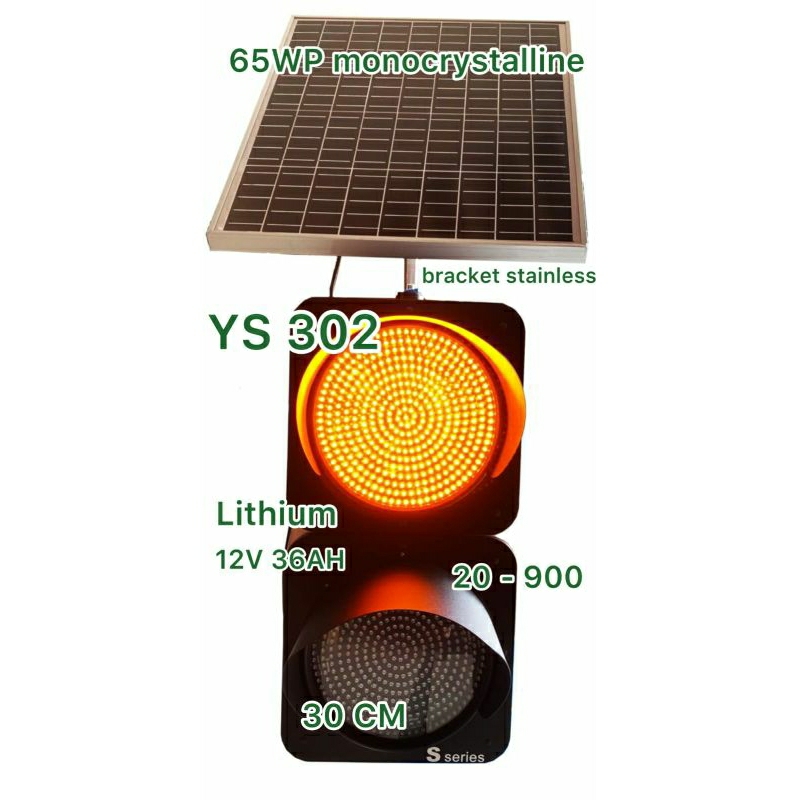 S SERIES lampu traffic led solar solar cell 30cm 20cm / lampu warning light solar panel 1 aspek 2 as