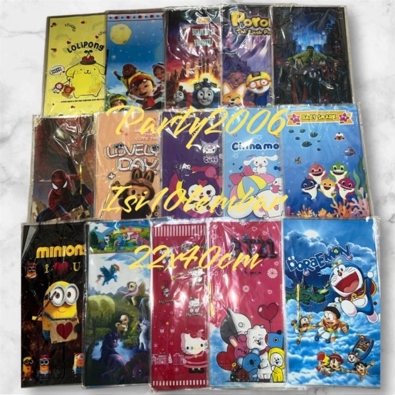 

Plastik Snack Ulang Tahun / Plastik Karakter / Plastik Ulangtahun 1pac isi 10lembar