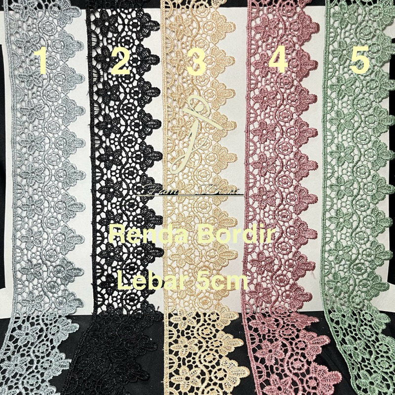 renda bordir / renda gipper / renda lebar 5cm harga per 50cm