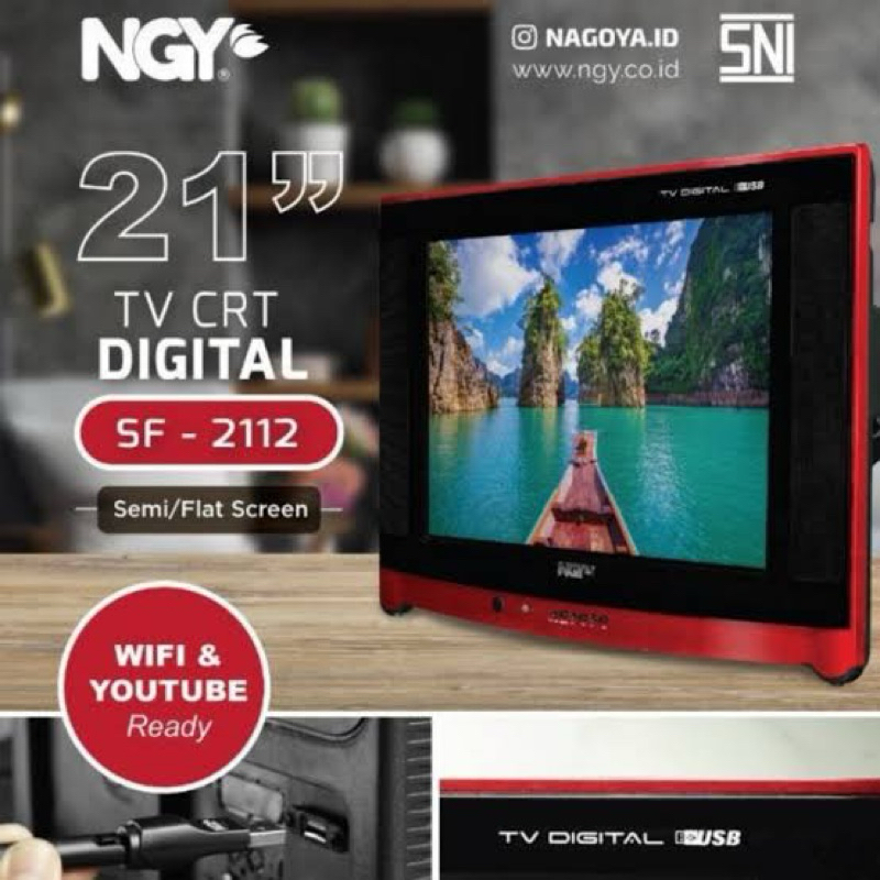 TV Tabung Nagoya 21inch Flat Digital / Analog SNI