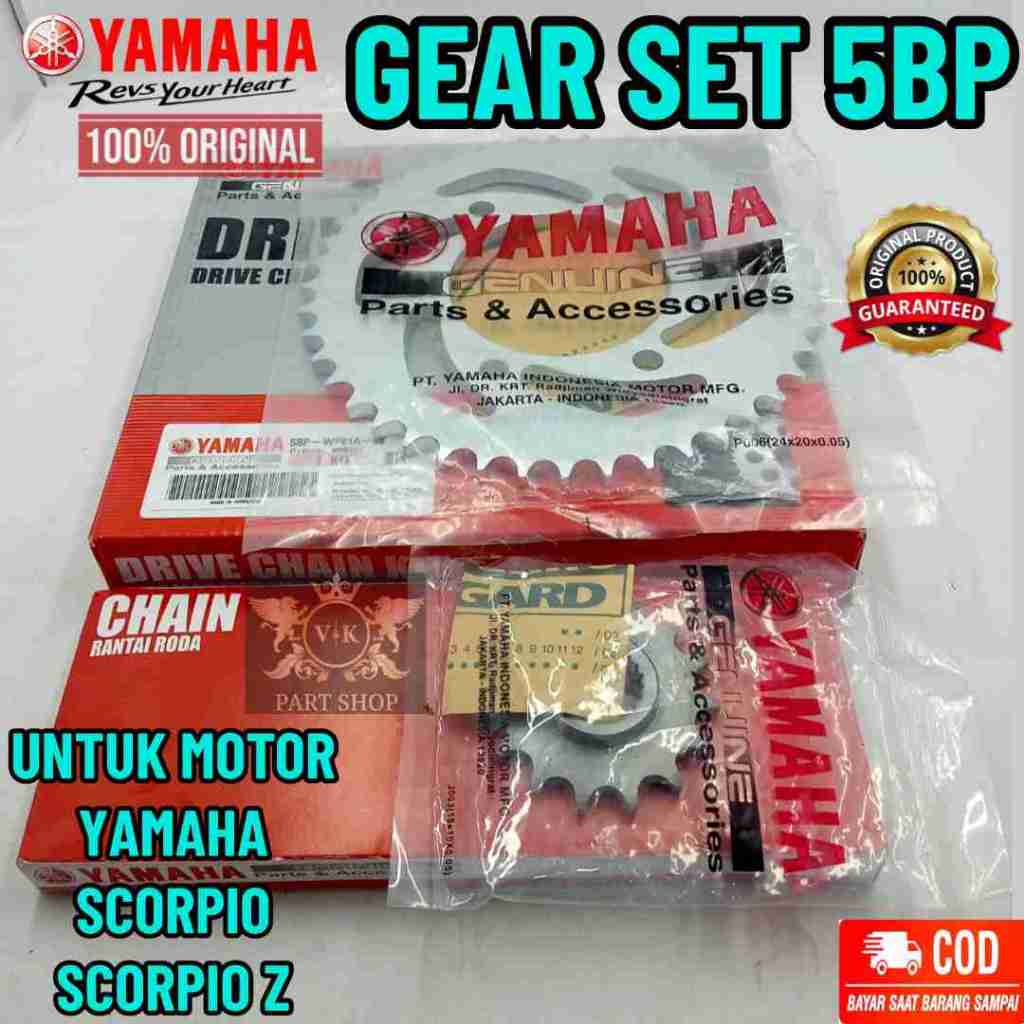 Asli Gear Set+Rantai Kode-5BP Original Asli Yamaha YPG Scorpio/Scorpio Z Kualitas Ori Yamaha YPG Ori