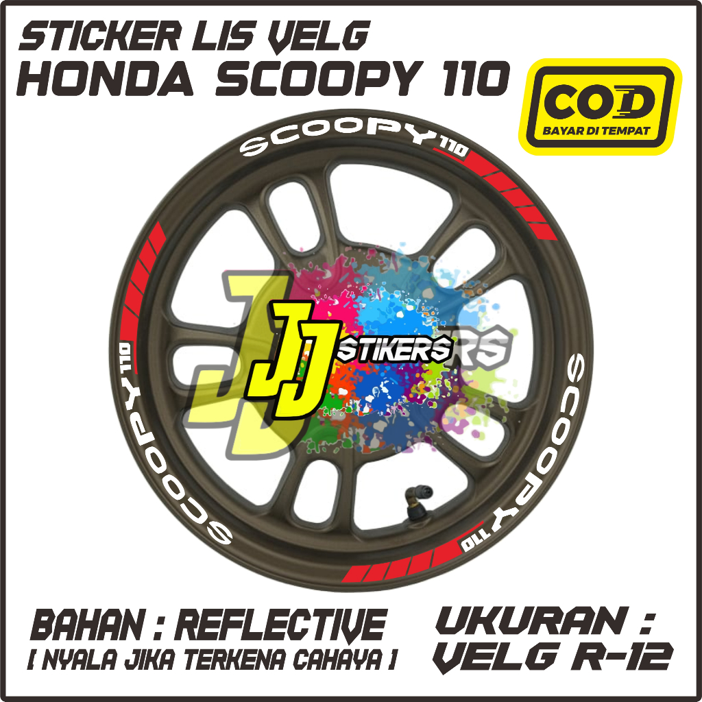 Stiker lis velg stiker velg scoopy ring 12
