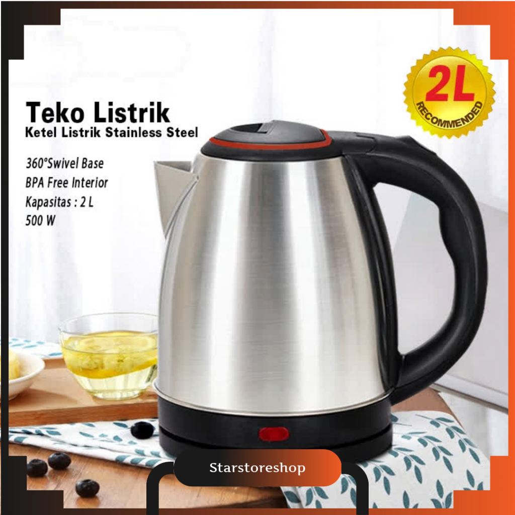 [ SSS ] Teko Listrik Kettle Pemanas Air Ketel Ceret Panas Stainless Masak Low Watt