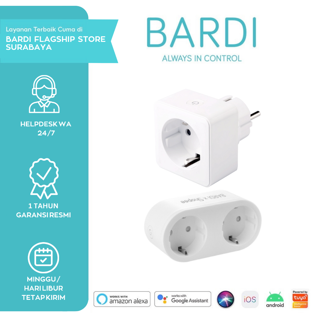 BARDI Smart Portable Plug Smart Single/ Dual Plug Colokan Saklar