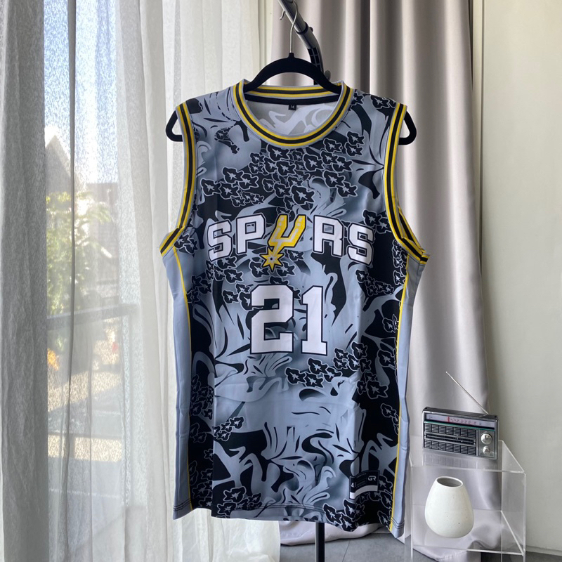 [ORIGINAL] Jersey Tim Duncan San Antonio Spurs #21 CUSTOM MOTIF - Swingman Dryfit Kaos Basket Baju B