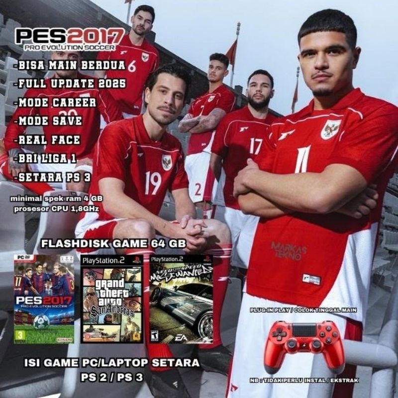 Flashdisk PES 2017 Patch 2025 bonus 2 game GTA SA dan Most Wanted flashdisk isi Game PC