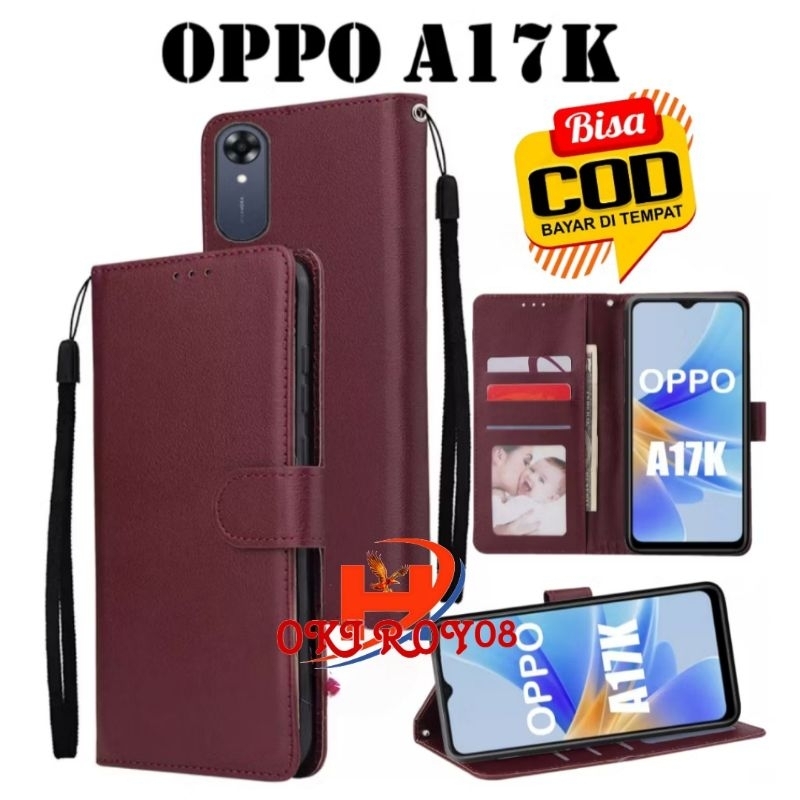 Hoki Roy08 -  Flip Casing Oppo A17 / Oppo A17K - Casing Flip Cover Wallet Sarung Hp - Casing Dompet 