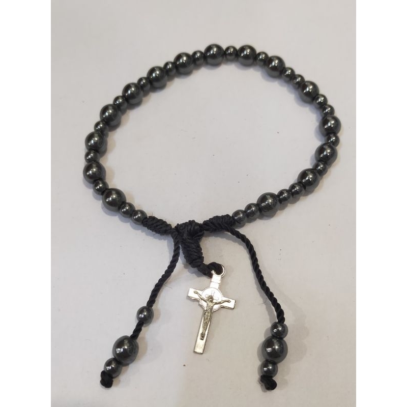 Rosario Gelang Tali Batu Blustin 6mm (7828) - Rosario Gelang - Gelang Salib - Gelang Rosario - Rosar