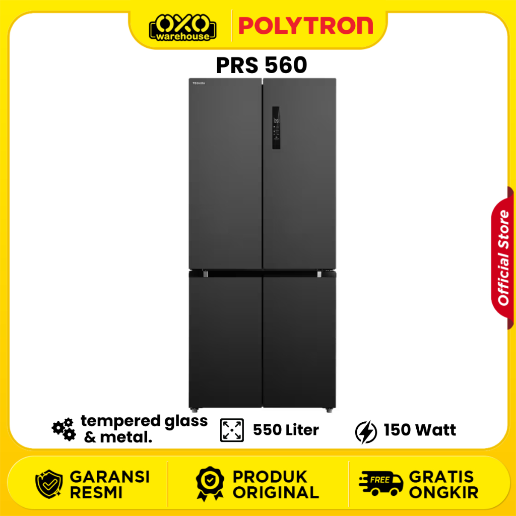 POLYTRON Side by Side PRS-560X Kulkas 4 Pintu Kapasitas 550 Liter Low Watt Garansi Resmi