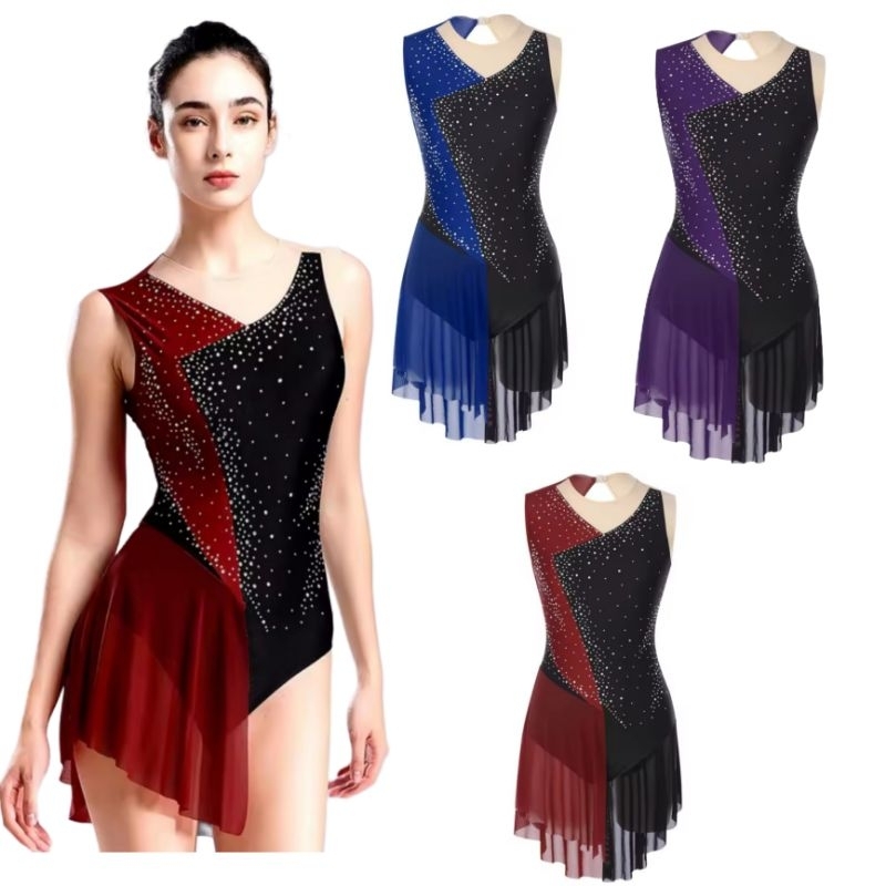 (READY STOCK 124)Leotard ice skating Remaja/Dewasa leotard gymnastic ritmik baju senam gymnastic rhy