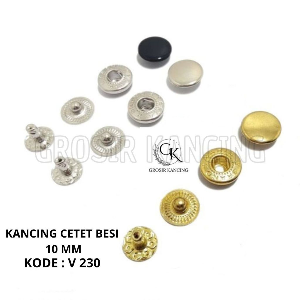 GROSIR KANCING CETET BESI 10 MM V 230 SNAP BUTTON JEPRET SENDAL DOMPET TAS PER 50 PCS