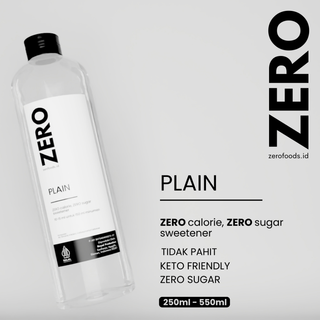 

Sirup Keto Diet 0 Kalori Bebas Gula Sugar Free non Stevia - ZERO - 250 ml, 550ml Plain Original