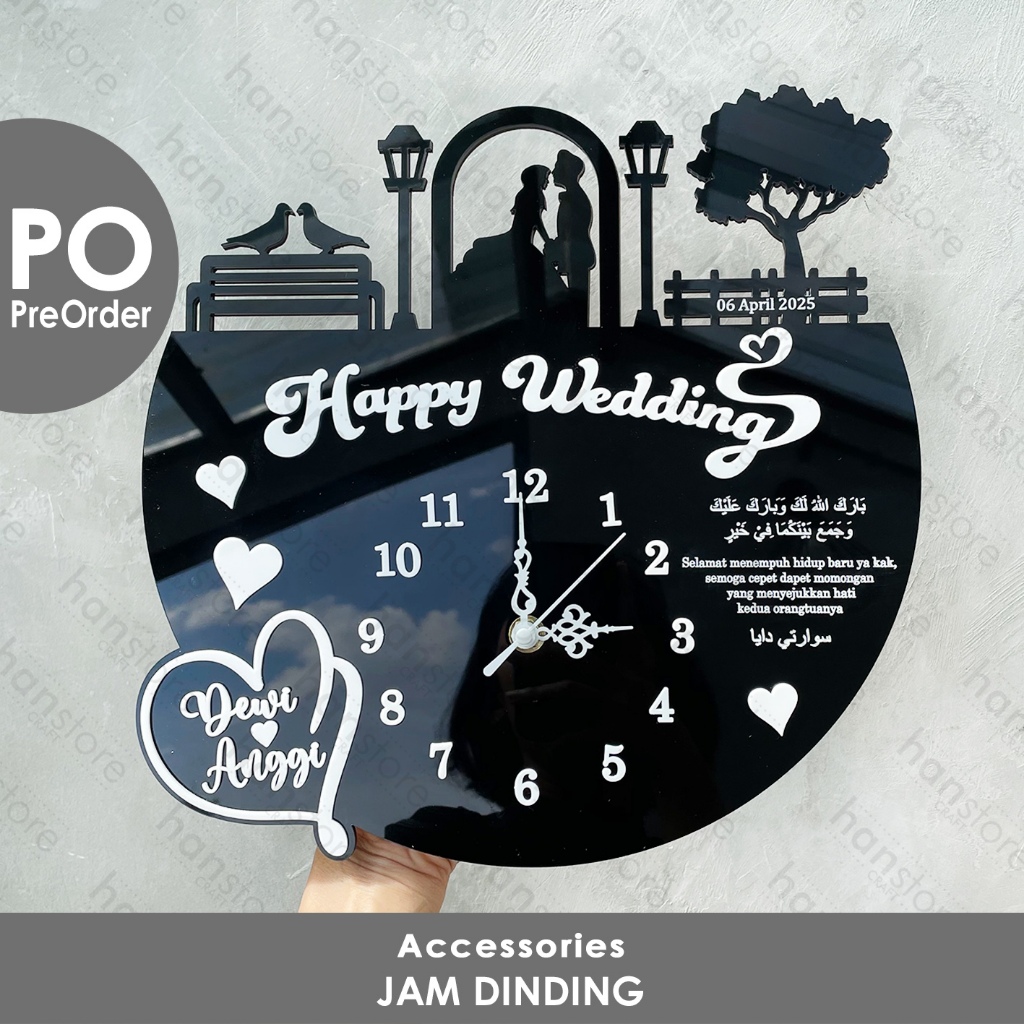PO Custom Acrylic Wedding Wall Clock / Jam dinding custom / Gift ideas / Hampers / Kado / Jam Akrili