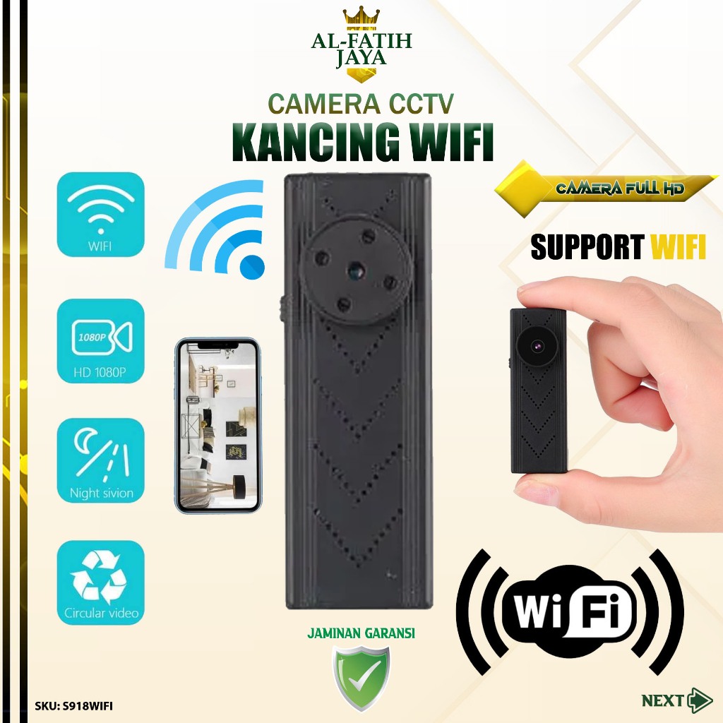 S918 Spy Cam Camera Kancing WiFi S918WIFI IP Kamera Button Shirt Hidden Spycam Mini Action Sportcam