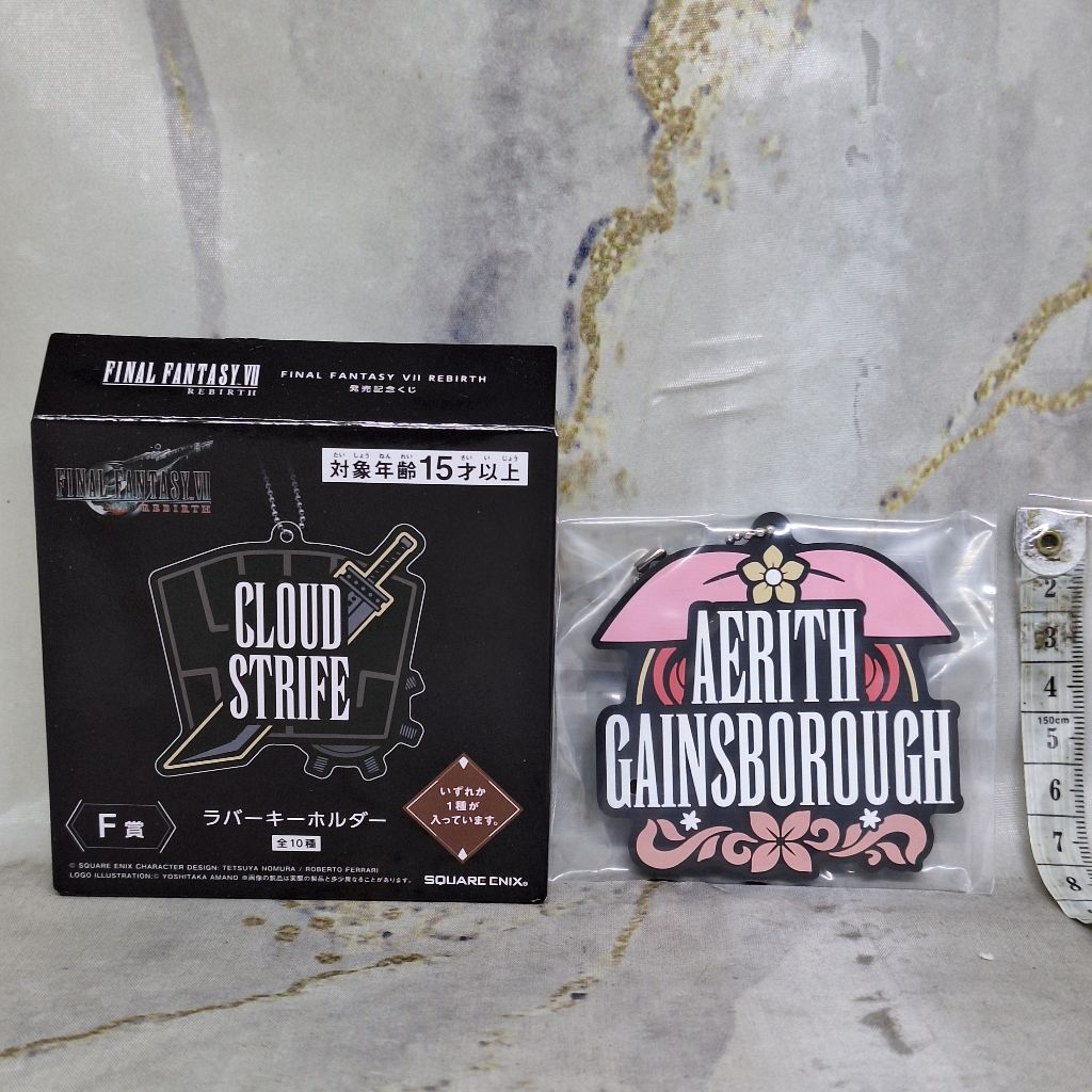 Final Fantasy 7 Rebirth Aerith Gainsborough FF VII Rubber Keychain Gantungan Kunci Karet Ichiban Kuj