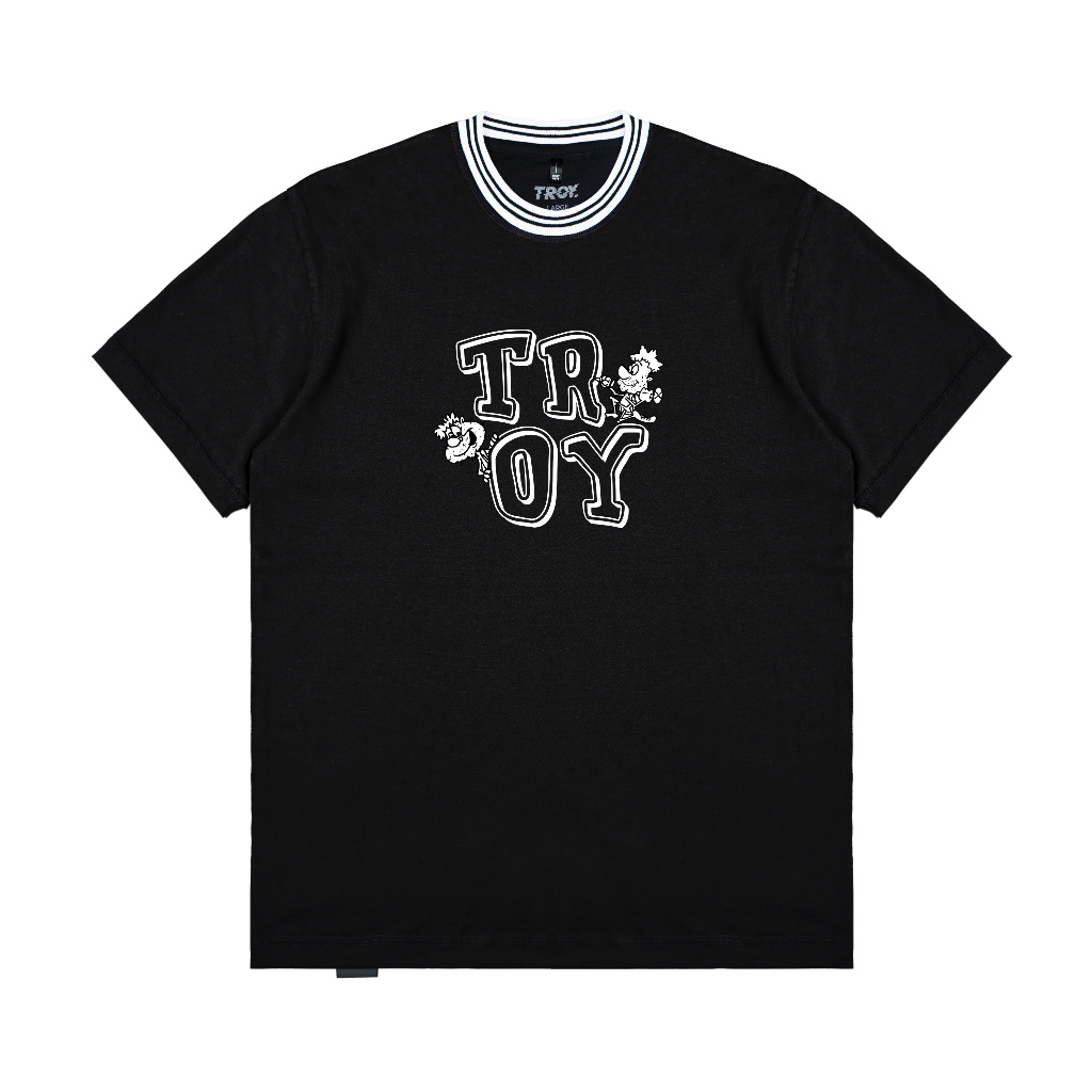 Troy Company Neck Strip Tshirt Black Stonemason - Kaos Lengan Pendek Kaos Hitam KST 3080-3W2B