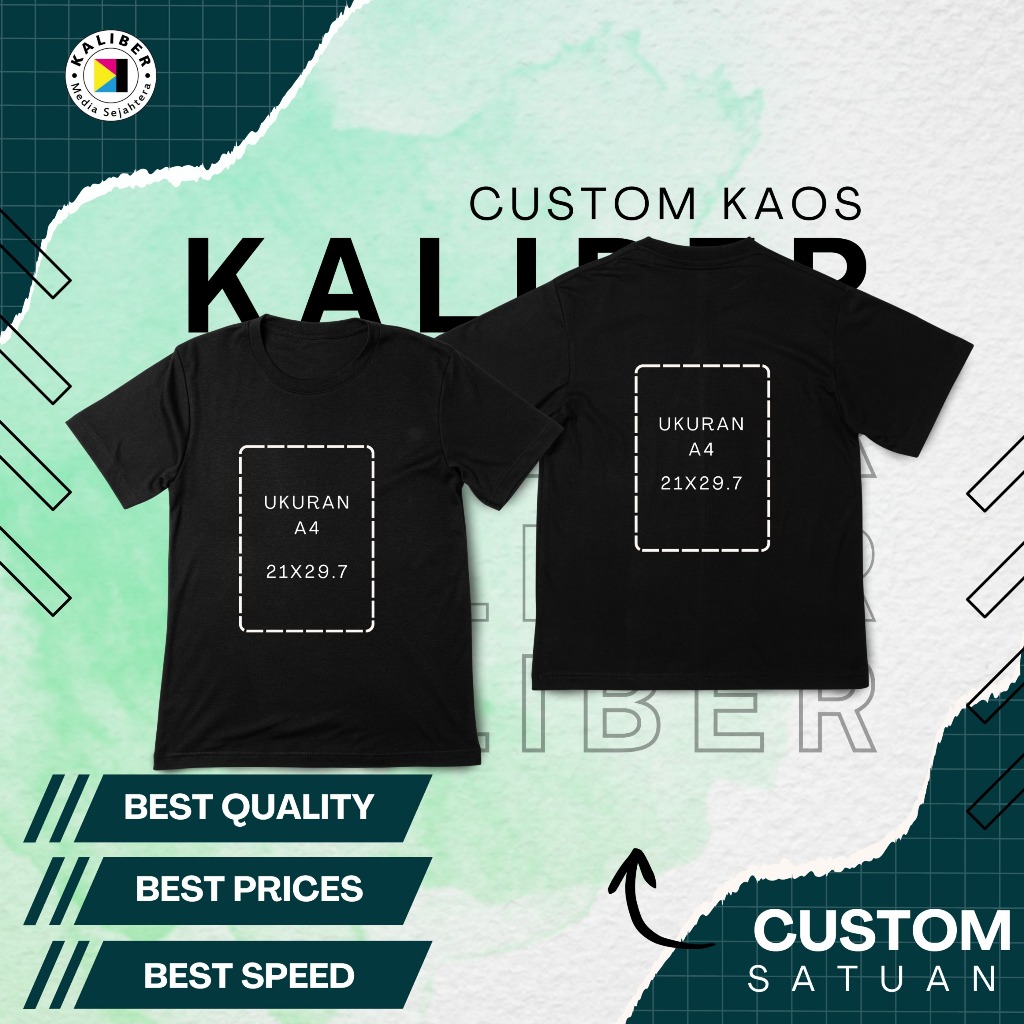 KAOS CUSTOM SATUAN DESIGN BEBAS FULL WARNA - SABLON MESIN DIGITAL / T-SHIRT COMBET / KAOS SABLON DTF