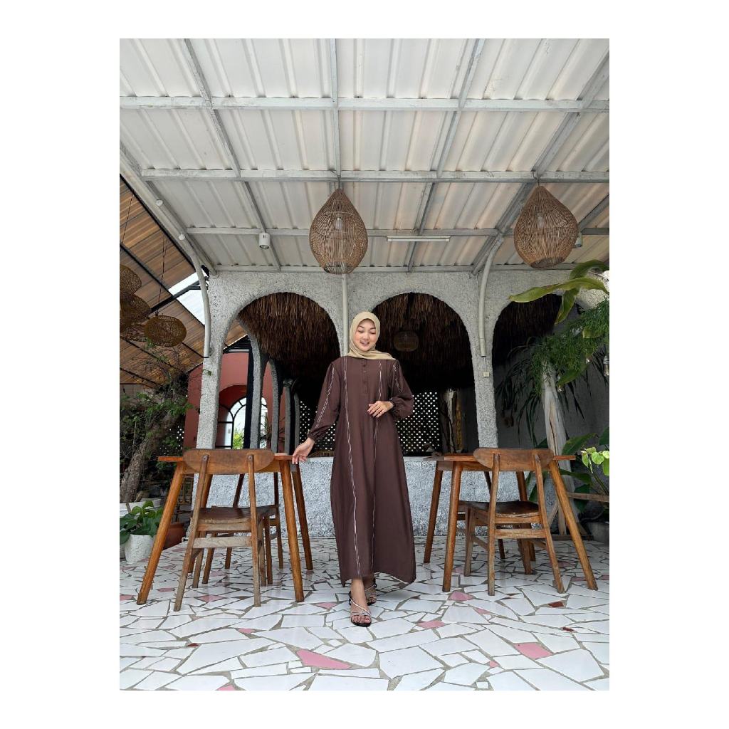 Vania Dress Gamis Polos Wanita Simpel Elegan Polo Linen Premium / Gamis kondangan / Gamis
