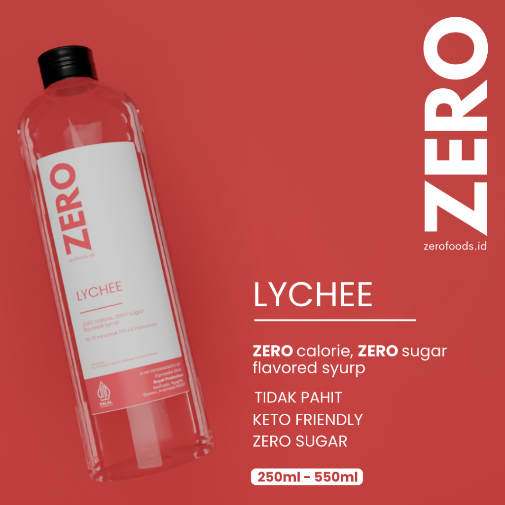 

Zero Foods Diet Keto Lychee Syrup - 0 Kalori Sirup - Sirup Leci 0 Kalori (250ml, 550ml)
