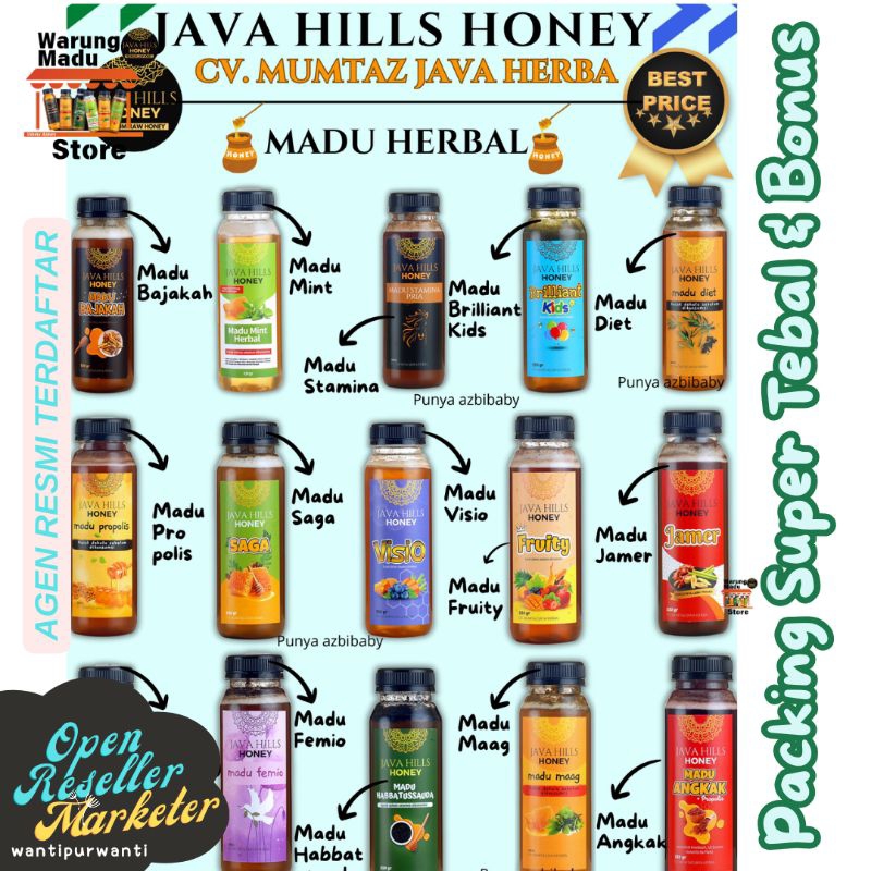

AZBI BABY ❤️ MADU TERLENGKAP HERBA HONEY PREMIUM RAW HONEY HALAL BPOM JAVA HILLS HONEY