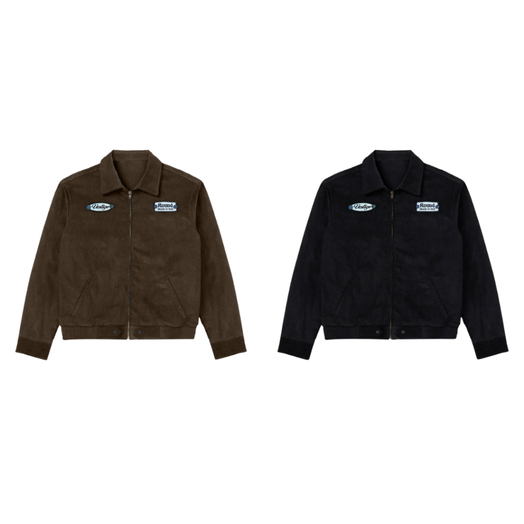 Round - Work Jacket Corduroy Trion Hitam Coklat Jaket Pria Wanita Free Patch
