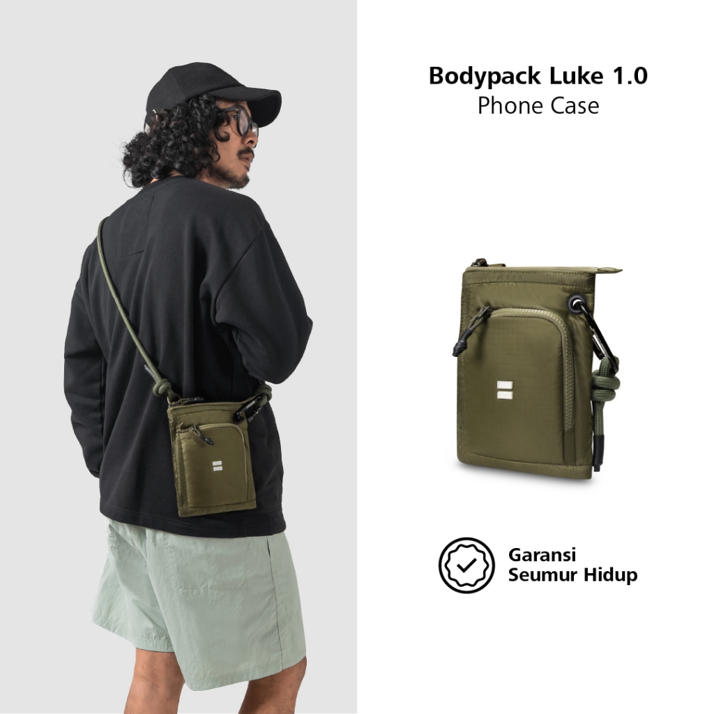 Bodypack Luke 1.0 Phone Case 15 Inch Tas Selempang Kecil Dompet Hp Praktis - Olive