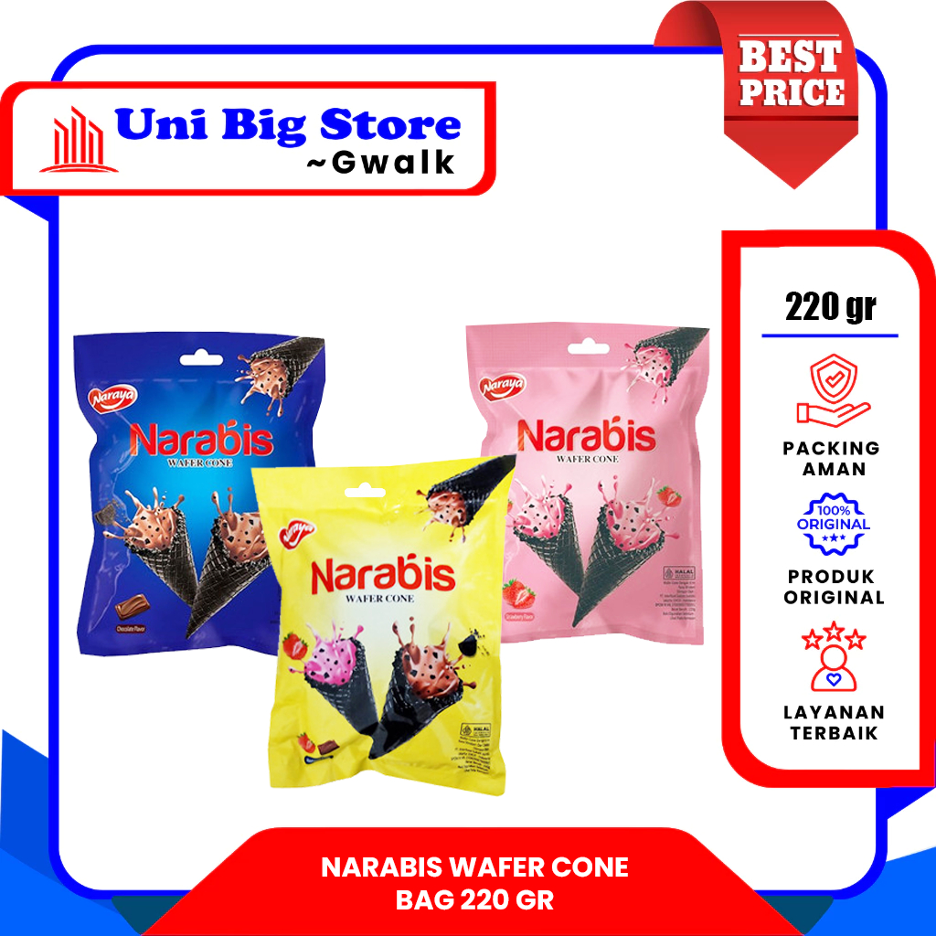

NARAYA NARABIS WAFER CONE CHOCOLATE & STRAWBERRY BAG - 220 gr