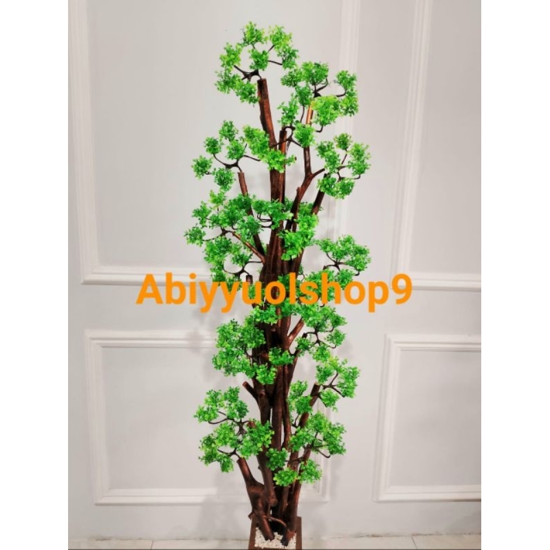 NEW ARRIVAL Pohon bonsai artificial jumbo 2 meter rimbun || bunga hias palsu || tanaman plastik incl